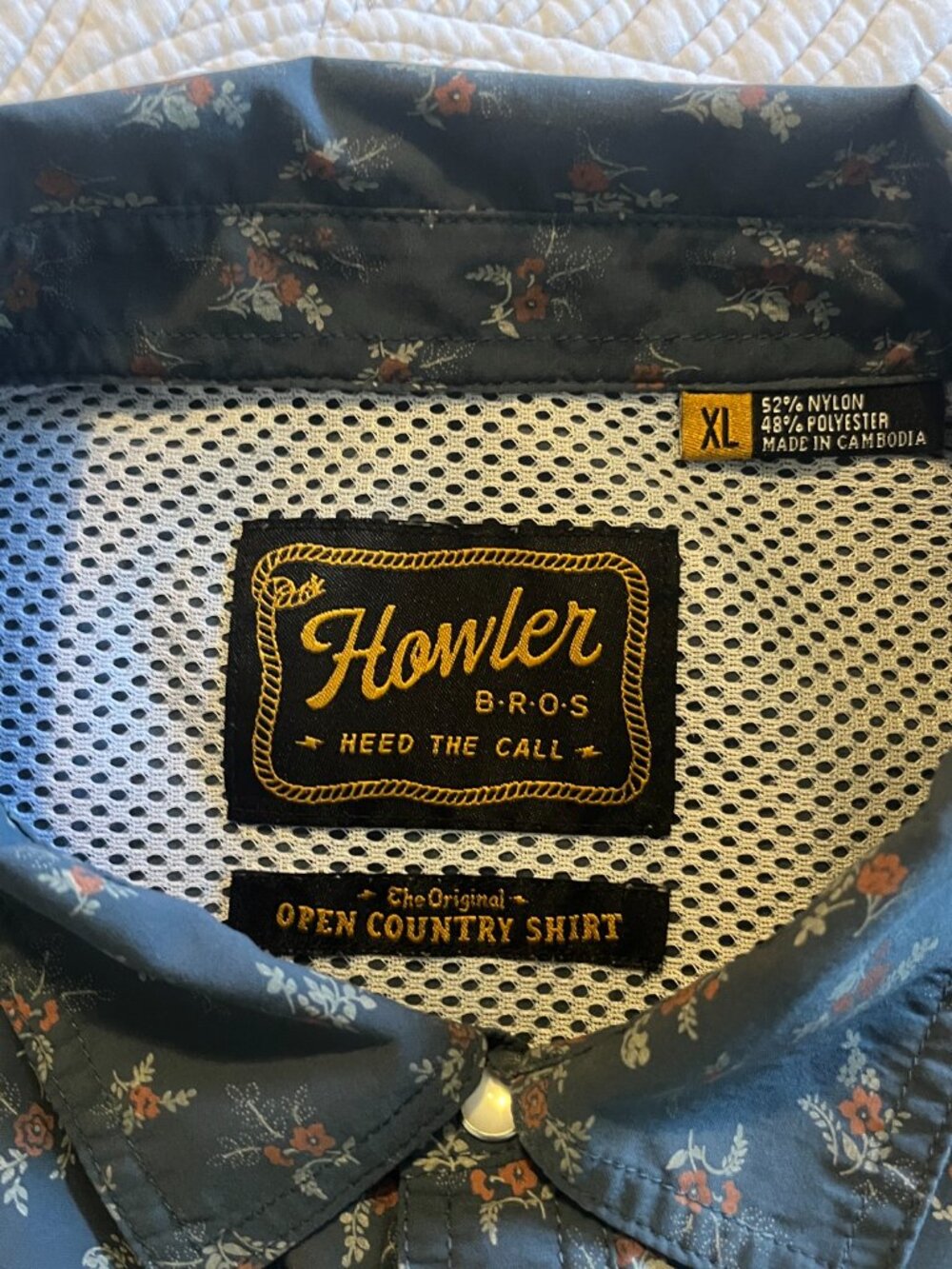 HOWLER BROS. ORIGINAL OPEN COUNTRY SNAP BUTTON UP SHIRT - SZ XL